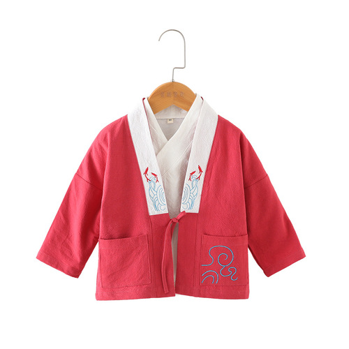 Chinese-style children's clothing for boys and girls, outerwear and collared shirts, Hanfu for spring and autumn, children's Confucianism costumes, baby Tang suits