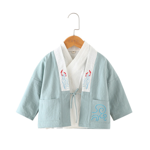 Chinese-style children's clothing for boys and girls, outerwear and collared shirts, Hanfu for spring and autumn, children's Confucianism costumes, baby Tang suits