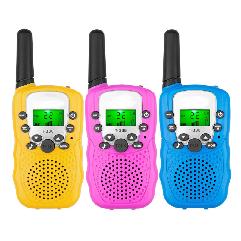 Spot Amazon producto transfronterizo T388 walkie-talkie para niños, walkie-talkie de juguete, teléfono inalámbrico de mano, se puede pedir LOGO