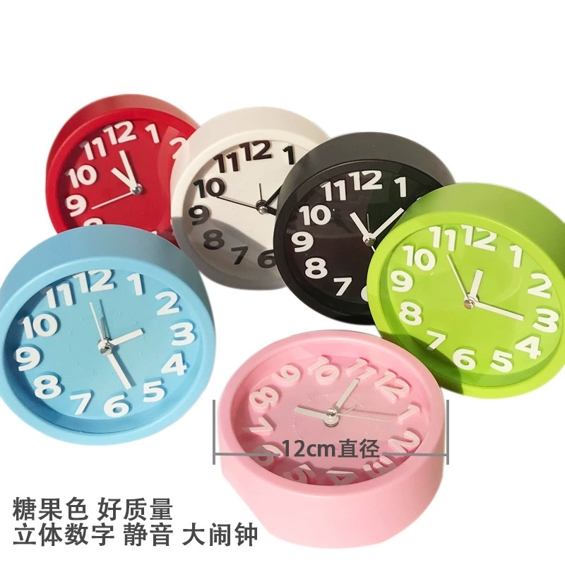 Креативный карамельный цвет стерео цифровой немой большой будильник студент детская спальня прикроватный подарок оптовая продажа с фабрики