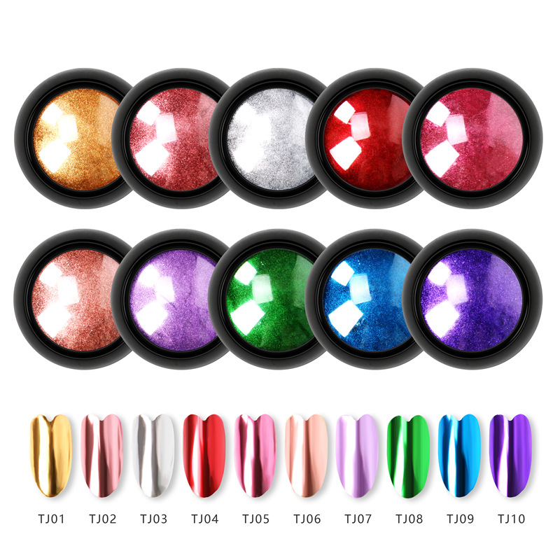 TikTok popular Hada de la harina espejo de color sólido galvanoplastia espejo mágico polvo brillo de uñas en polvo