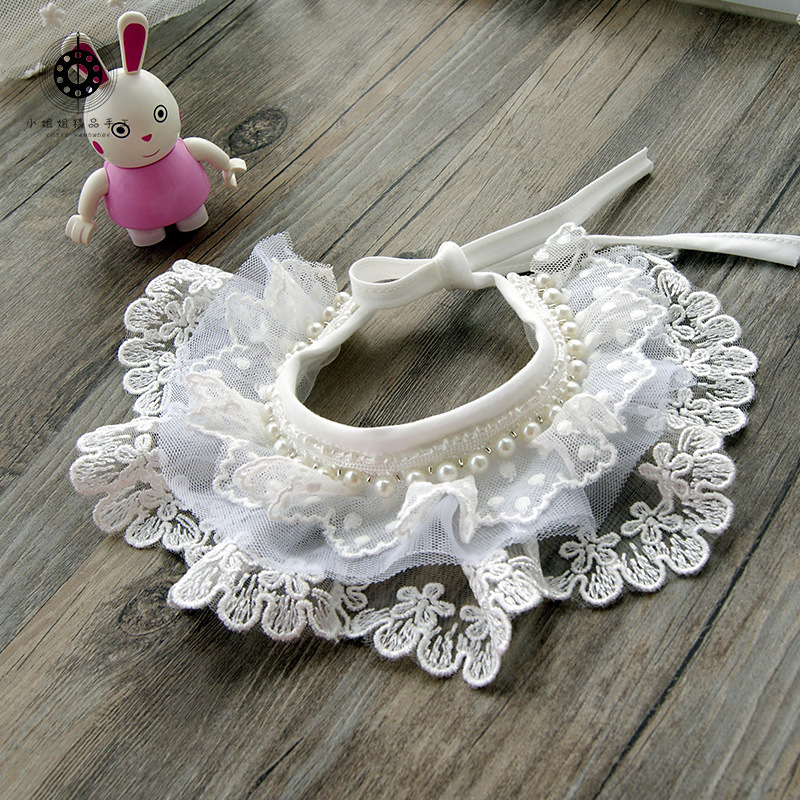 Dog Scarf Triangle Bandana for Small Pets, Lace Bib for Cats, Drool Scarf, Holiday Party Accessory