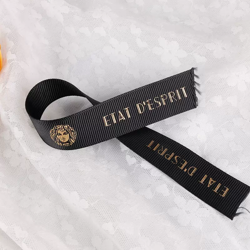 订制加工烫金织带 涤纶织带烫金印刷定制 精品礼品盒定制包装织带