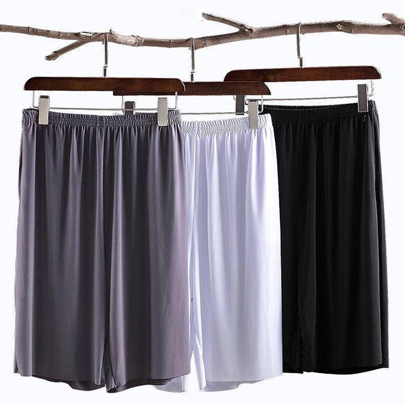 Ice Silk Shorts Men's Spring and Summer Loose Home Pajama Pants Casual Sports Large Pants Thin Breathable Beach Pants Trendy