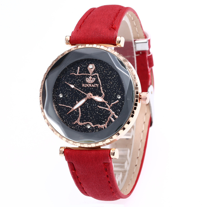Creative Starry Sky Galaxy Pattern Ladies Watch Retro Polished Case Frosted Belt Fashion Watch Manufacturer Wholesale