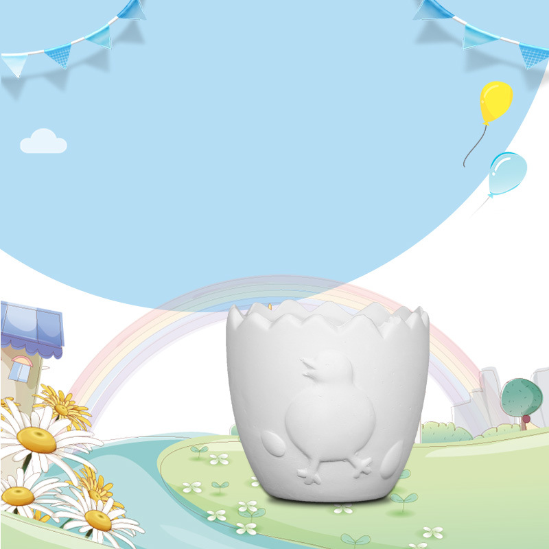 Maceta pequeña de cerámica de bricolaje, rompecabezas para niños creativos, graffiti, juguetes de pintura de arena, pintura en blanco, salida de pintura propia