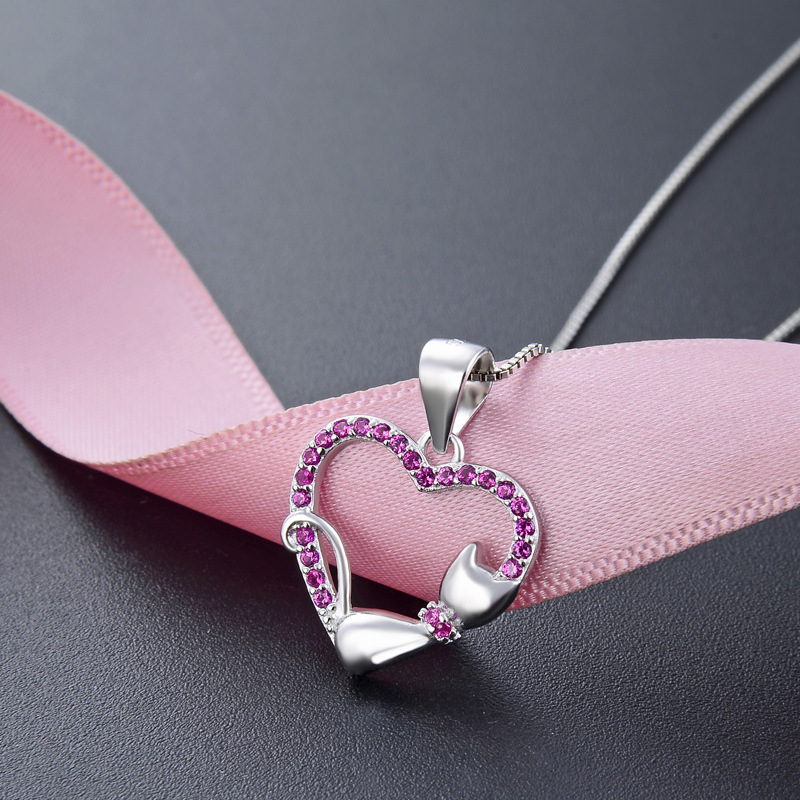 Amor gato s925 plata COLLAR COLGANTE simple todo-Partido dulce fresco oído joyería original al por mayor