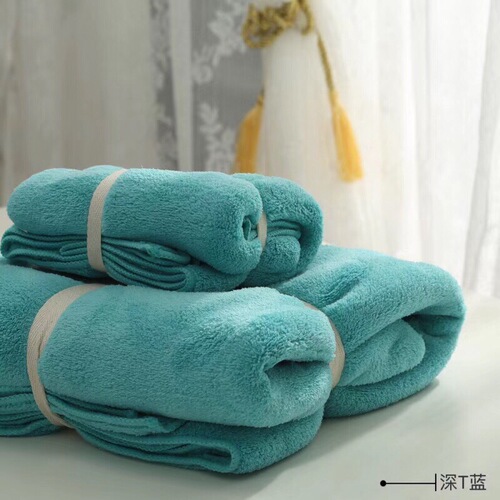 Adult super fiber absorbent and super soft lint-free bath towel and face towel set solid color bath travel set