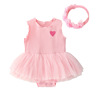 Summer children's dress, girl's skirt, soft overall for new born, small princess costume, summer clothing, headband