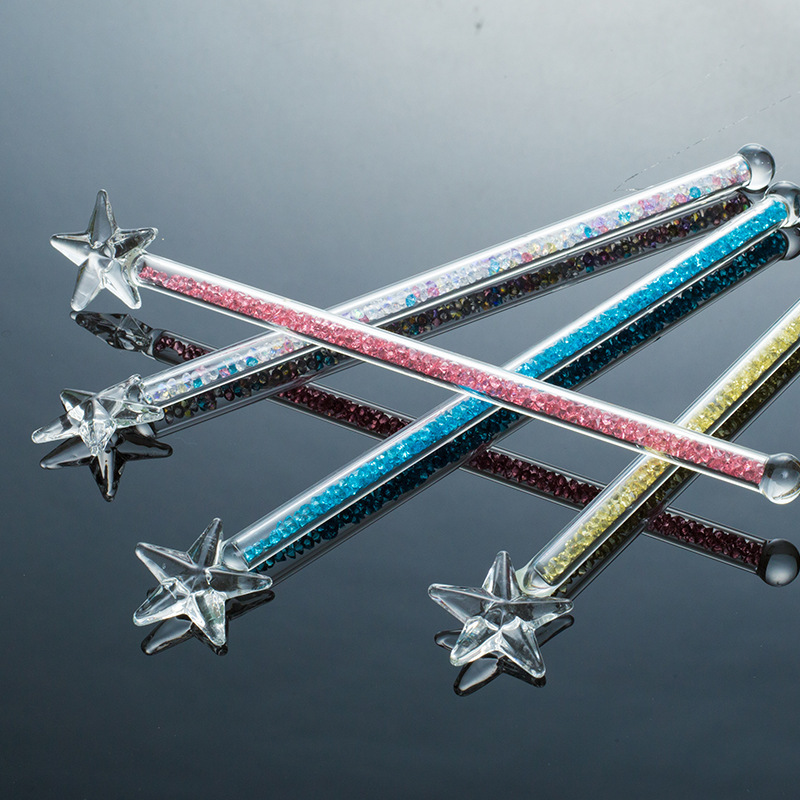 Una pieza de entrega estrella de cinco puntas varilla de agitación de vidrio café leche en polvo leche té bebida taza de jugo tipo estrella varilla de agitación