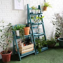 花架阳台置物架实木客厅落地式折叠花架多肉花盆架户外防腐木花架