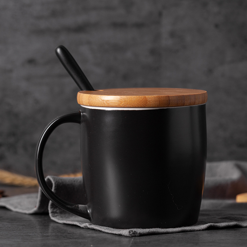 Taza de cerámica taza de café taza de agua taza de oficina taza de publicidad con cubierta cuchara impresión LOGO