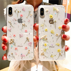 Suitable for flowers small floral iphone15Promax mobile phone case XR real flower protective cover Apple 8PLU soft shell