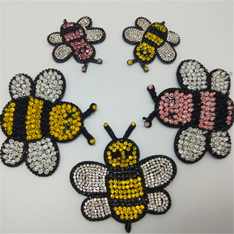 现货供应 水晶手工钉珠蜜蜂diy布贴 服装辅料饰品配件