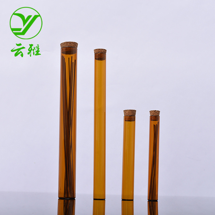 玻璃香管20克香长10.5/21cm棕色避光檀香沉香包装玻璃管平底
