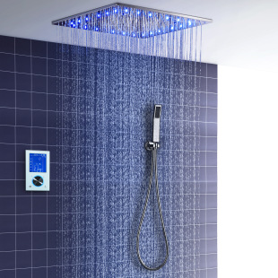 European style constant temperature canopy type concealed shower set intelligent CNC LED rain massage shower for home use