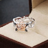 Golden retro ring, silver jewelry, accessory, wish, pink gold, flowered, European style, wholesale