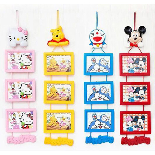 Creative cartoon cute 7-inch photo frame wall-hanging combination conjoined triple photo frame baby children's room photo frame