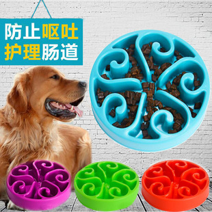 Dog Bowl Dog Slow Food Bowl Pet Anti-choking Bowl Pome Golden Retriever Dog Rice Bowl Medium Dog Supplies