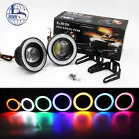 Manufacturer car LED lens 30W fog light with cob angel eyes cow eyes modified fish eye day running light colorful night vision