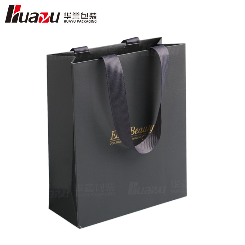 磨砂牛仔裤手提袋连锁品牌服装包装袋特种纸黑色宽丝带礼品袋纸袋