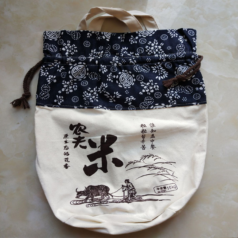 纯棉帆布圆底小布袋 抽绳桶形米袋 杂粮陈皮收纳袋束口袋加印logo