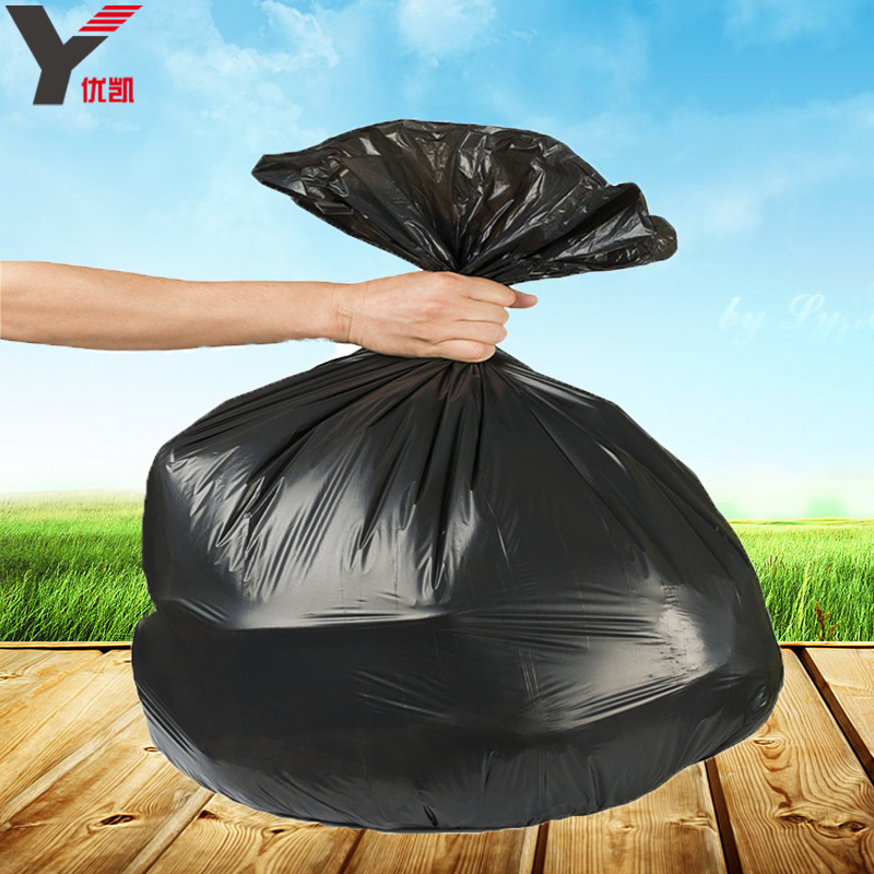 Factory wholesale black oversized garbage bag thickened Hotel medical large plastic bag disposable property flat pocket
