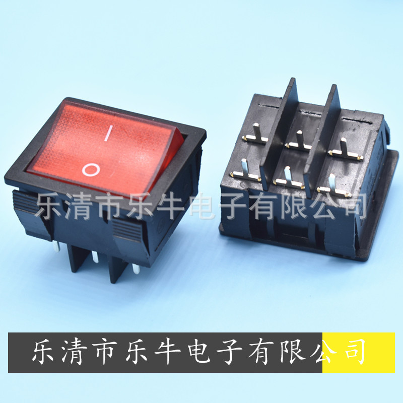 6脚方形翘板开关 KCD9 6脚2档针脚船型开关 31*36mm针脚电源开关