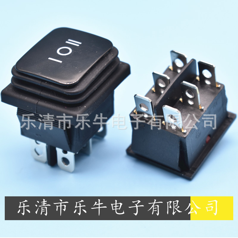 三档防水翘板开关 KCD4 3档6脚防水翘板开关 16A 6脚连体防水开关