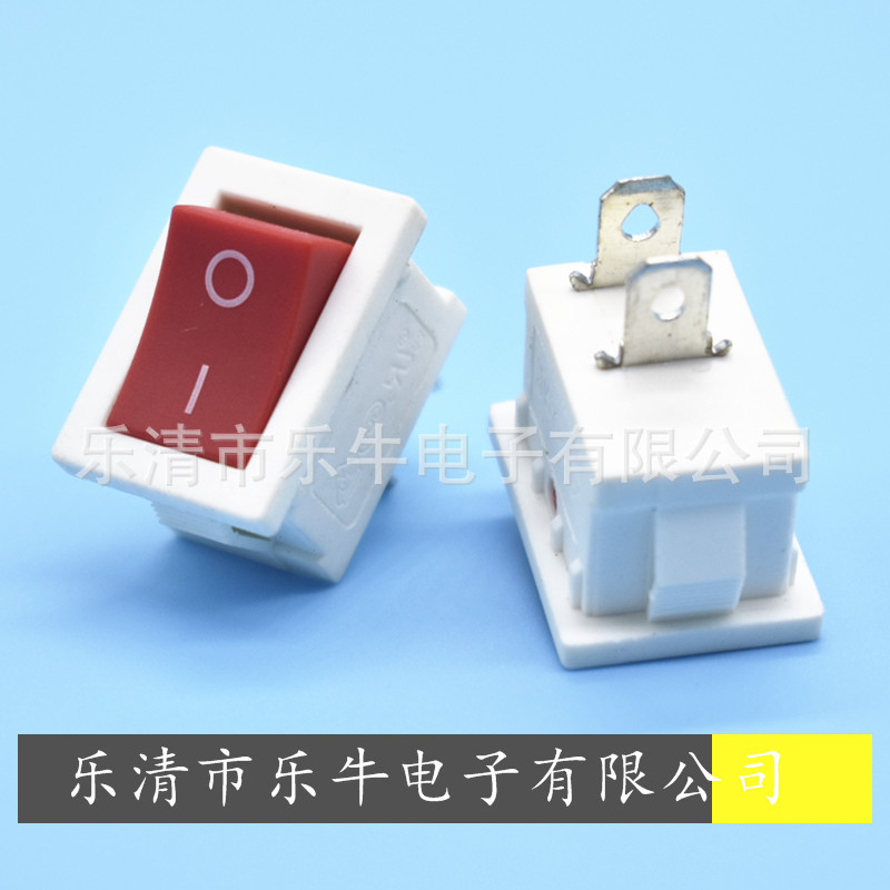 白色船型开关 KCD1 白色翘板开关 尺寸15*21mm白色红盖电源开关