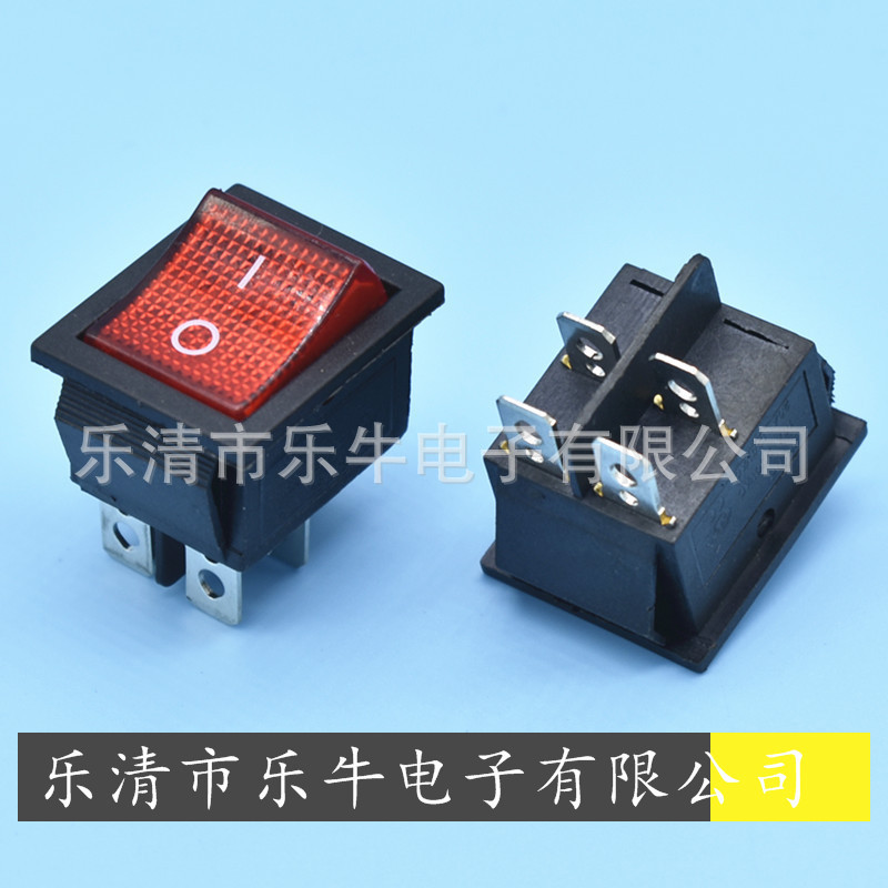 船型开关 KCD4 16A 4脚2档带灯翘板开关 电器电源开关 大电流开关