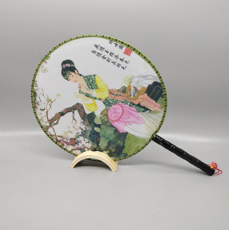 Hay en stock patrones opcionales ventilador redondo Palacio ventilador redondo ventilador Peach Blossom ventilador de regalo ventilador antiguo estilo Palacio ventilador