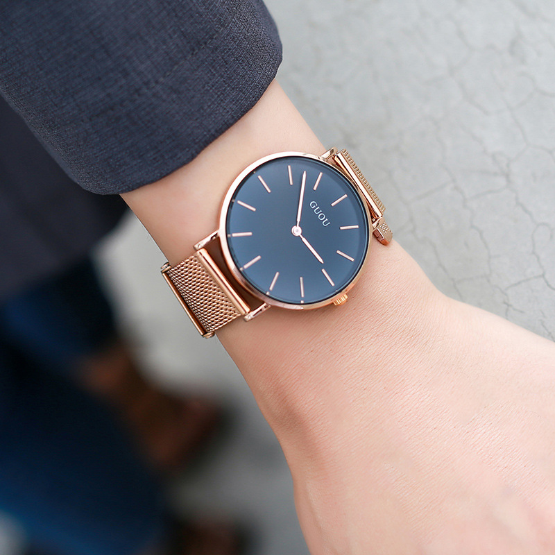 GUOU Watch Women's Waterproof Fashion Watch French Niche Student Simple Elegant Couple Quartz Watch