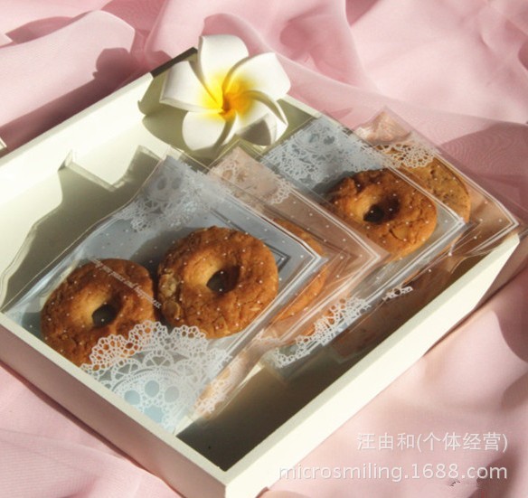 韩国甜美蕾丝底自封袋 烘焙饼干袋 西点袋 喜糖袋 礼品袋10*10+3