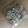 Hair accessory for bride, blue Chinese hairpin, hairgrip, flowered