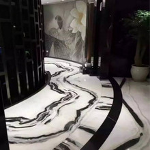 云浮石材熊猫白天然大理石背景墙泰雅白台面桌面地砖台面板材厂家