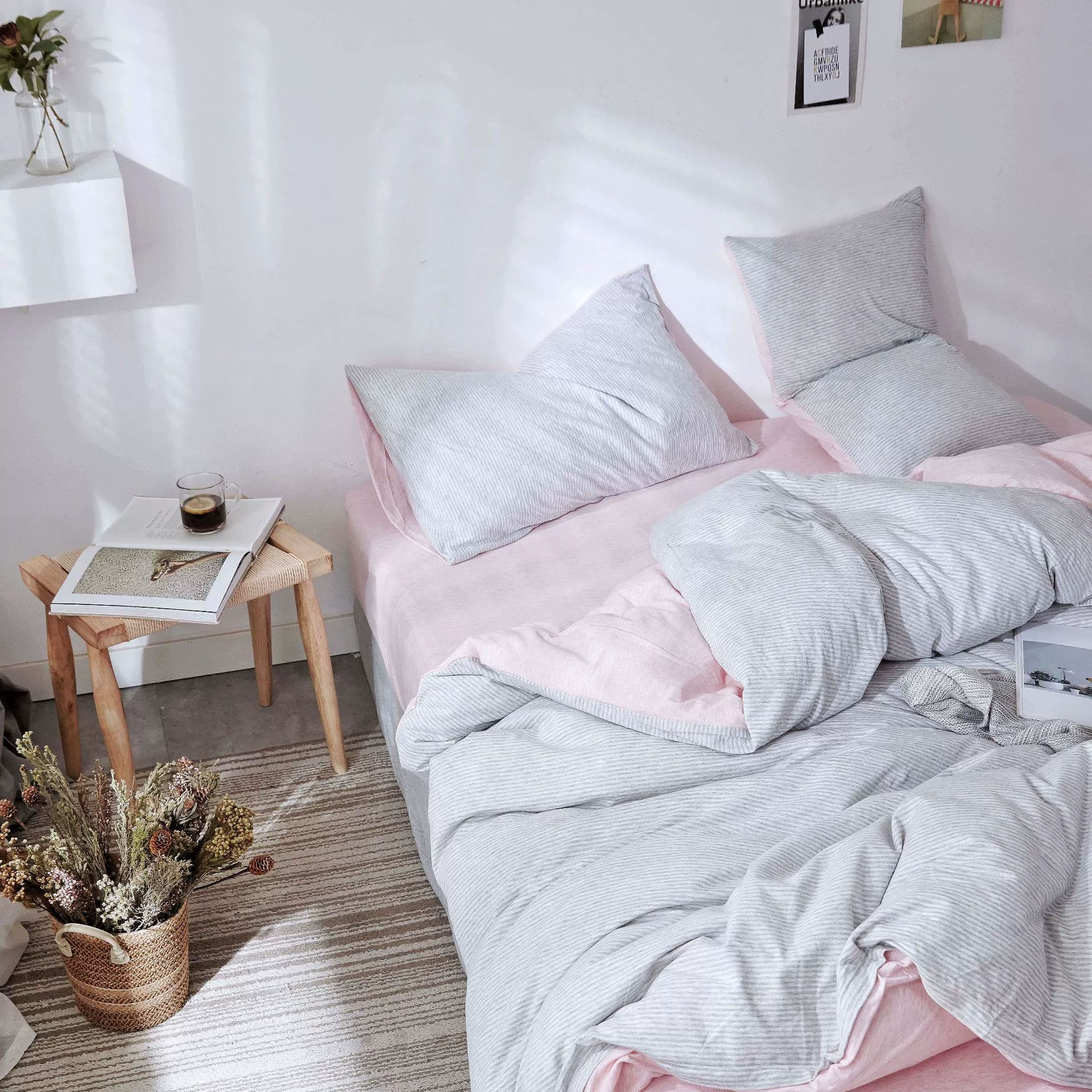 Хороший продукт Tianzhu хлопковый комплект из четырех предметов японская трикотажная Хлопковая полосатая шапка без принта 1,5 1,8 метра постельное белье оптом поколение