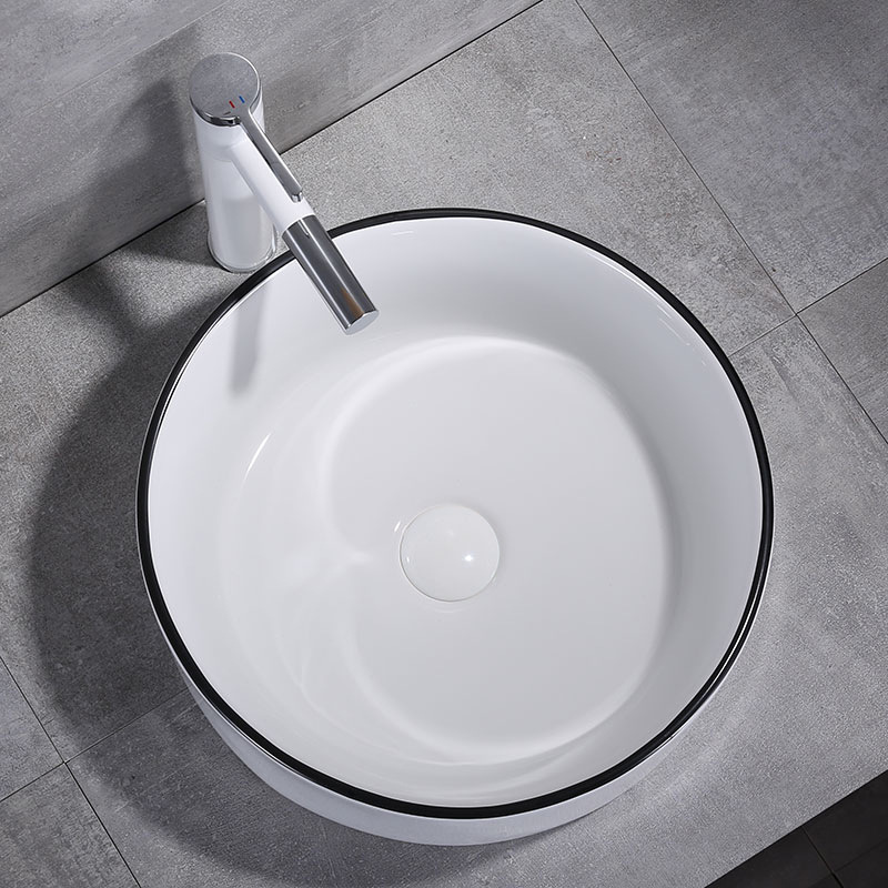 Moderno nórdico negro borde Mesa lavabo Oval Hotel lavabo rectangular balcón cuenca lavado lavabo