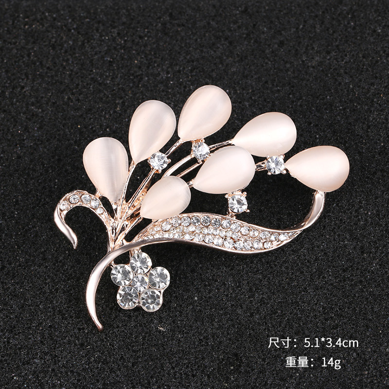 2024 nuevo día de la madre venta caliente broche de ópalo mujer con incrustaciones de diamantes de imitación broche accesorios de ropa joyería