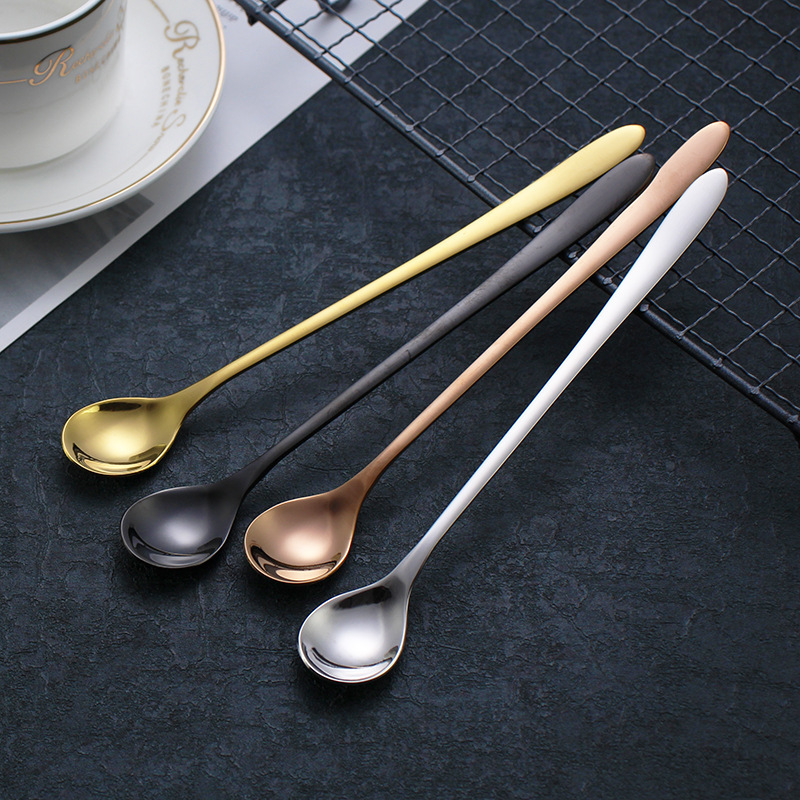 Direct selling 304 stainless steel coffee spoon long handle mixing spoon beverage extension creative ice spoon dessert honey spoon Direct selling 304 stainless steel coffee spoon long handle mixing spoon beverage extension creative ice spoon dessert honey spoon