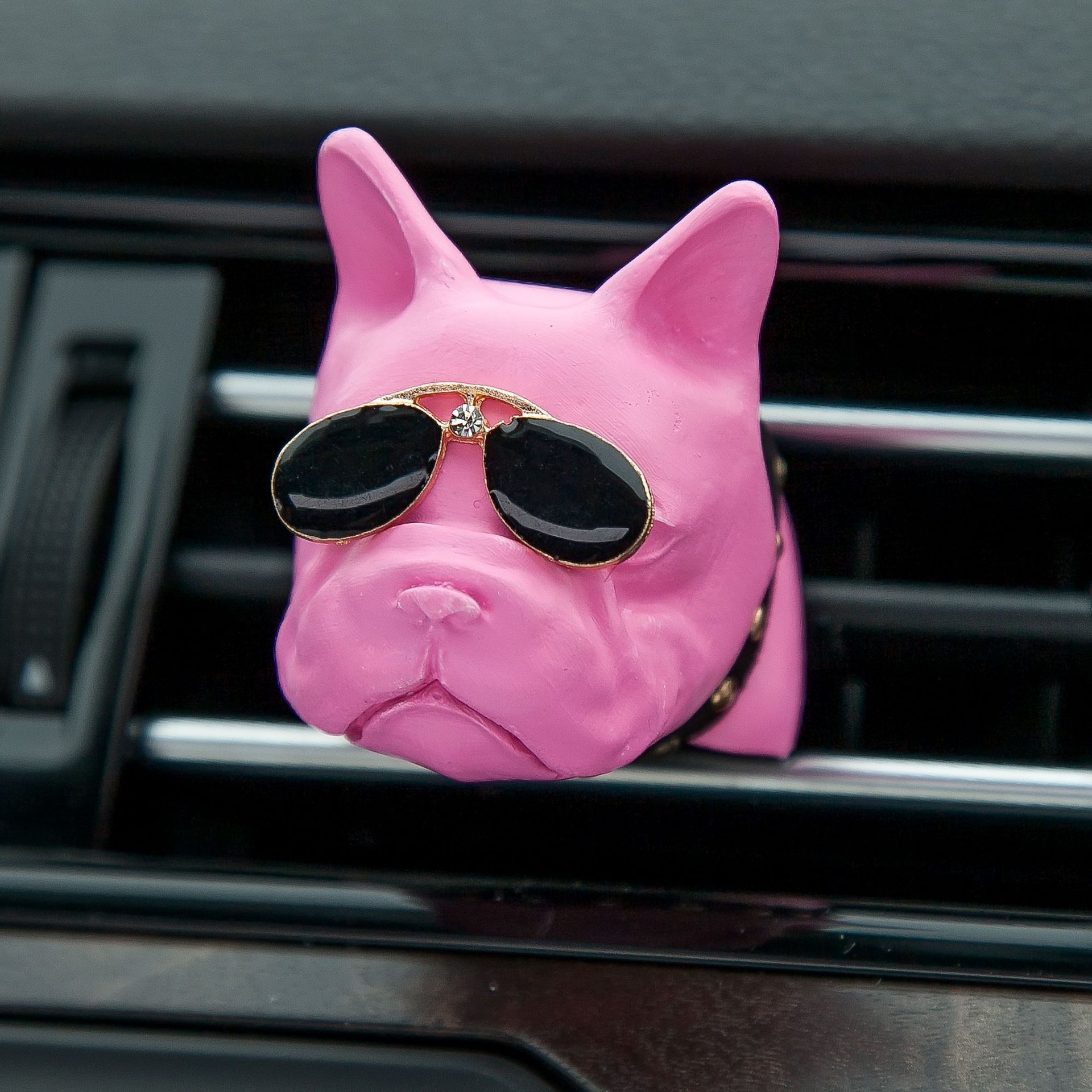 Coche creativo productos coche aromaterapia decoración fragante piedra perro año regalo francés cubo perro cabeza coche aire salida perfume clip