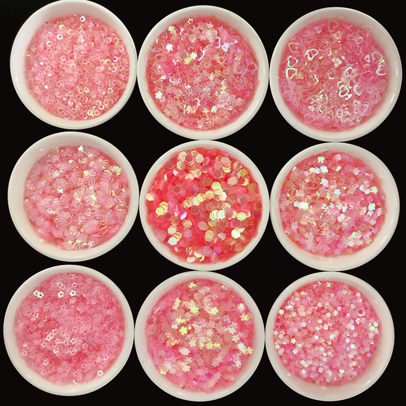 Internet Celebrity Phantom Transparent Pink Sequins Crystal Mud Filler Children's diy Accessories Nail Stickers Sequins