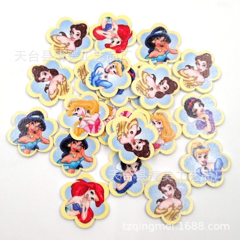 25mm fondo blanco pintado Flor de dibujos animados DIY dibujos animados Alice imagen flor 50 piezas un paquete