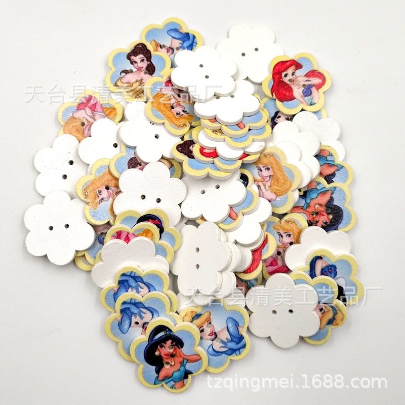 25mm fondo blanco pintado Flor de dibujos animados DIY dibujos animados Alice imagen flor 50 piezas un paquete