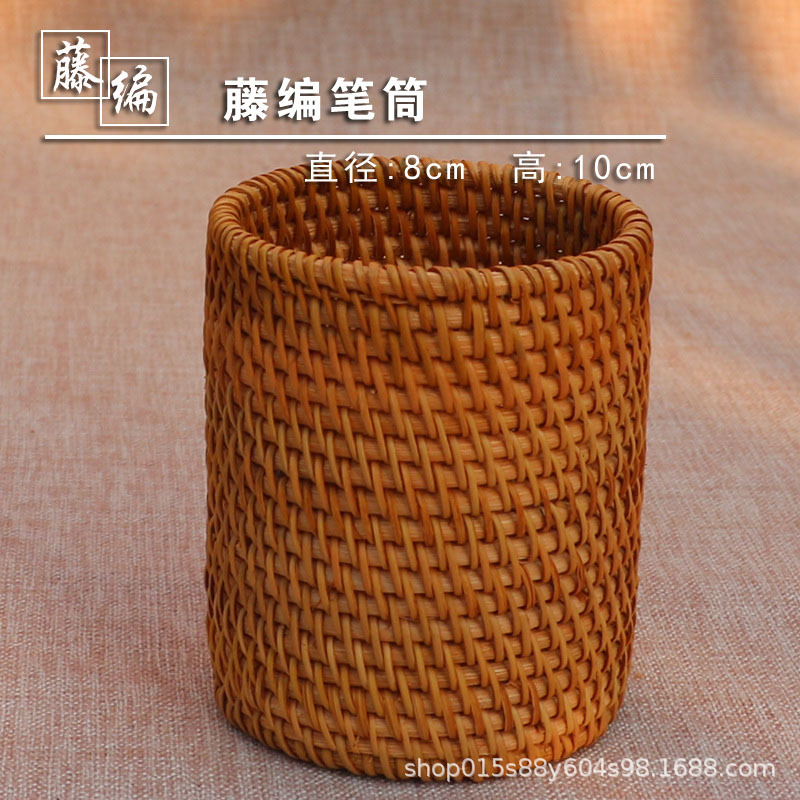 Venta directa de fábrica nuevo retro simple rattan titular de la pluma ratán titular de la taza de té de ratán de fondo redondo titular de la taza de té de ratán precio asequible image 7