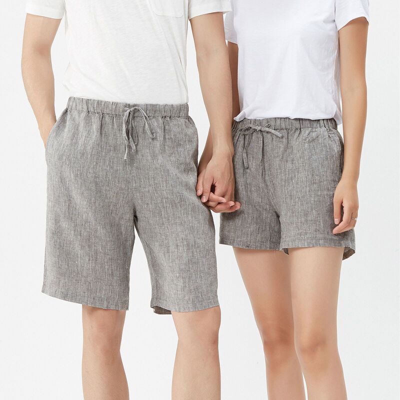 Kimo Linpo washed pure linen men's loose short pajama pants beach pants thin summer home fifth pants