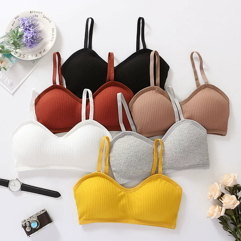 Supportive Tank Bra Top, summer rib knit, one size, adjustable straps