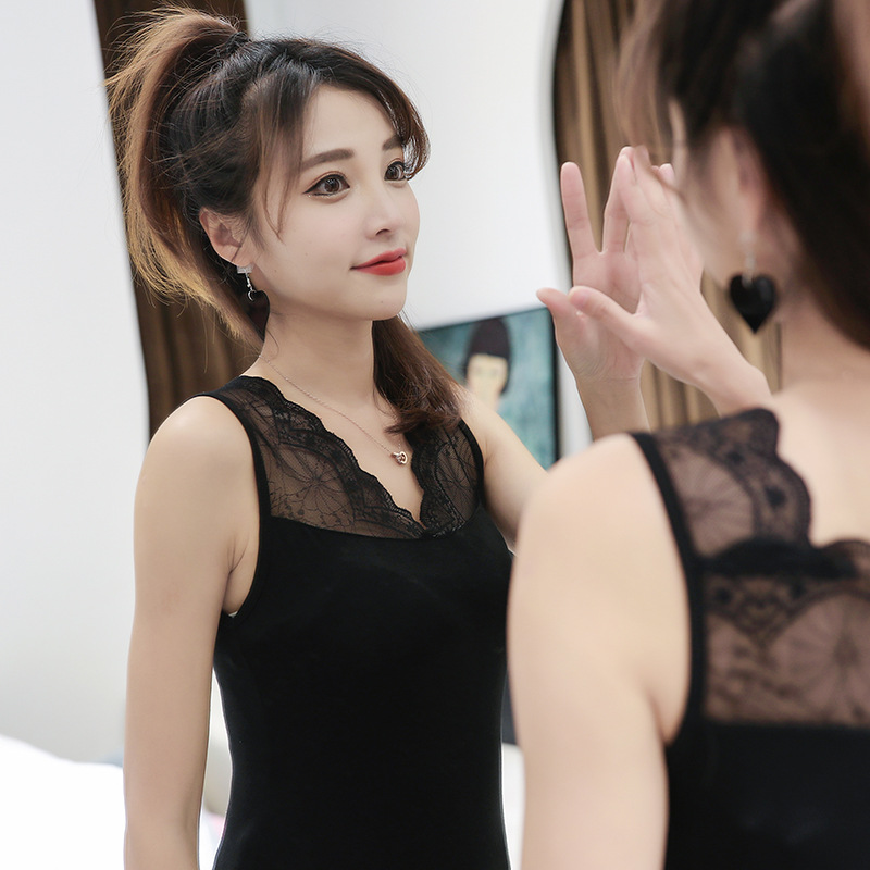 Q10 Korean Style Women's Lace Vest Modal Women's Bottoming Shirt Women's Solid Color Japanese and K-Style Inner Vest Summer
