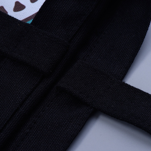 Black blank canvas bag with printed logo shopping bag canvas tote bag student reusable bag wholesale