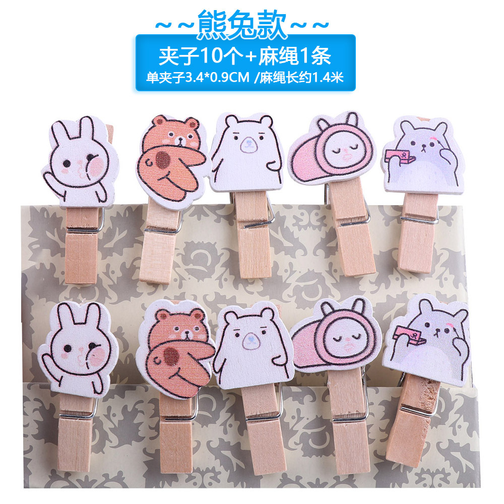 1 foto clip de madera cuerda de cáñamo foto decoración de la pared clip de foto clip de registro jardín de infantes color amor pequeño clip de madera